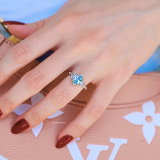 Esme Aquamarine and Opalescent Sapphire Ring in Sterling Silver