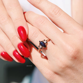 Esme Black Fire Opal & Meteorite Couples Ring Set