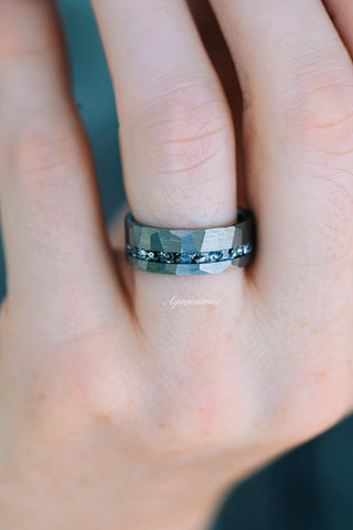 Skye Kite®  Galaxy Salt & Pepper (Herkimer Diamond) and Meteorite Couples Ring Set