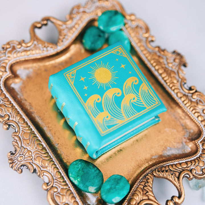 Summer Court Handmade Leather Book Ring Box- Teal Edition (Small)