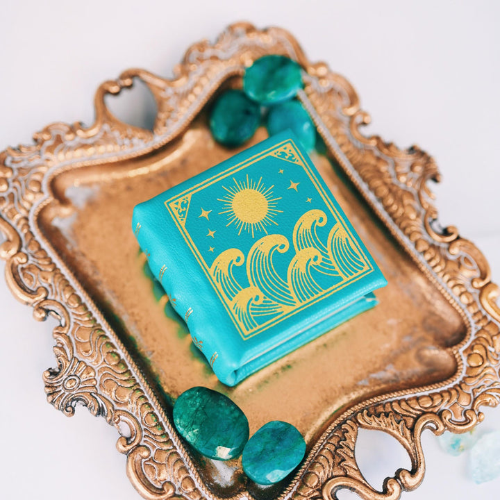 Summer Court Handmade Leather Book Ring Box- Teal Edition (Small)