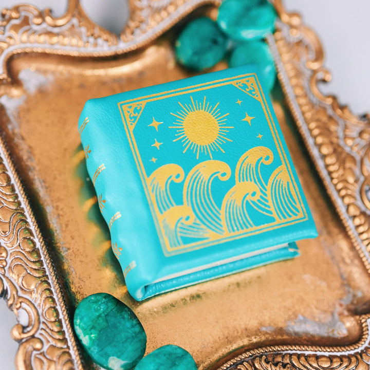 Summer Court Handmade Leather Book Ring Box- Teal Edition (Small)