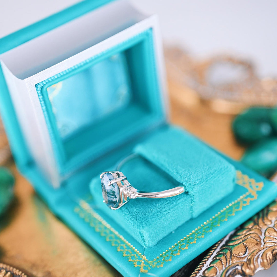 Summer Court Handmade Leather Book Ring Box- Teal Edition (Small)