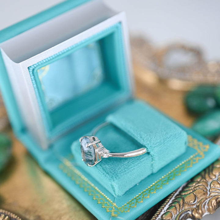 Summer Court Handmade Leather Book Ring Box- Teal Edition (Small)