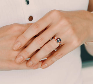 Alexandrite Crescent Moon Engagement Ring in 14K Rose Gold Vermeil