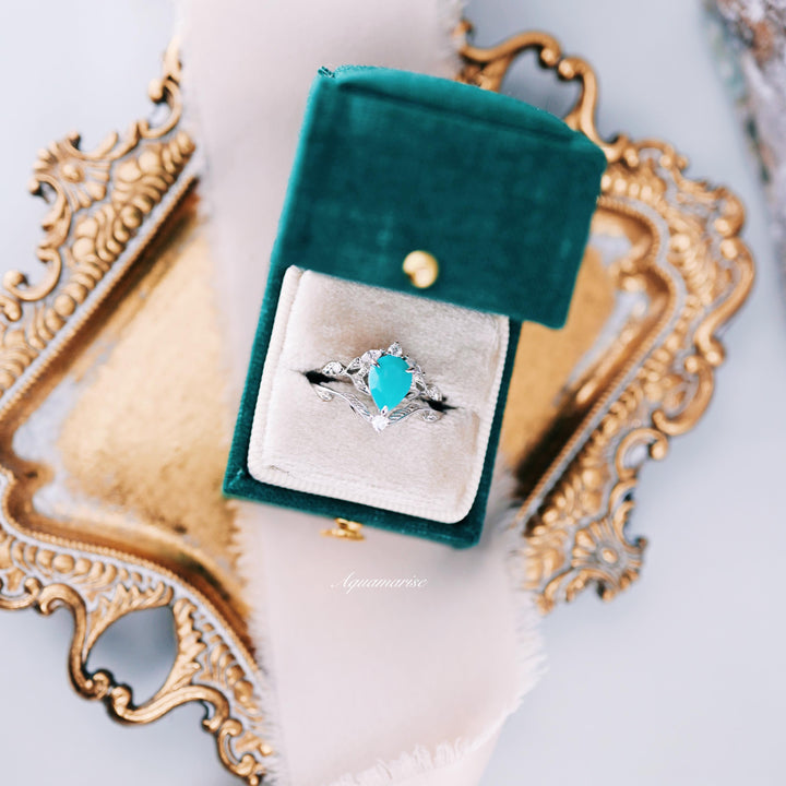 Airee Turquoise Opalescent Blue Sapphire Ring- 925 Sterling Silver