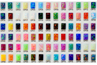 Color swatch chart with various opal colors