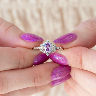 lavender moissanite Esme engagement ring