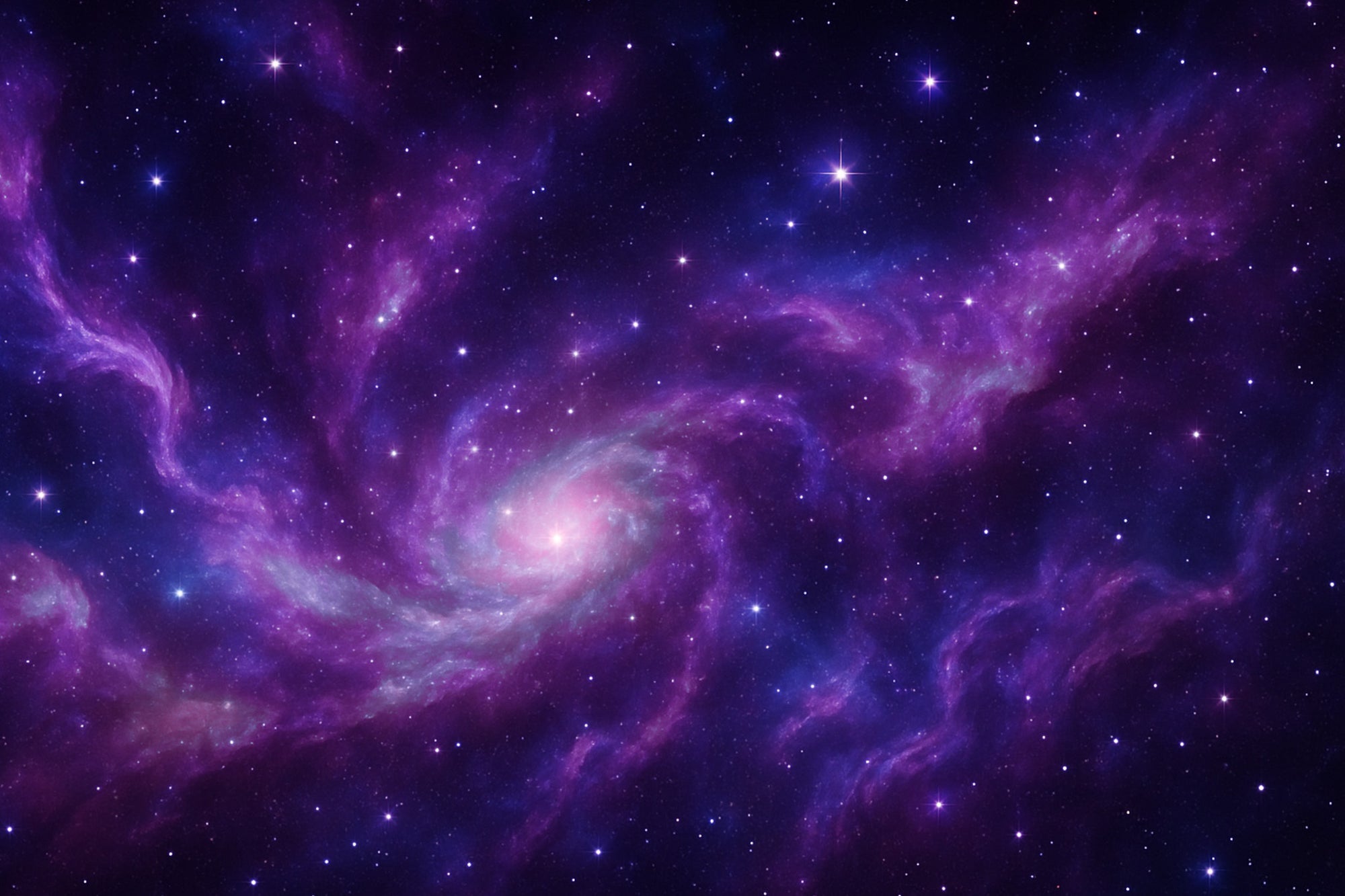 Spiral galaxy in space with swirling gas and dust, surrounded by stars.