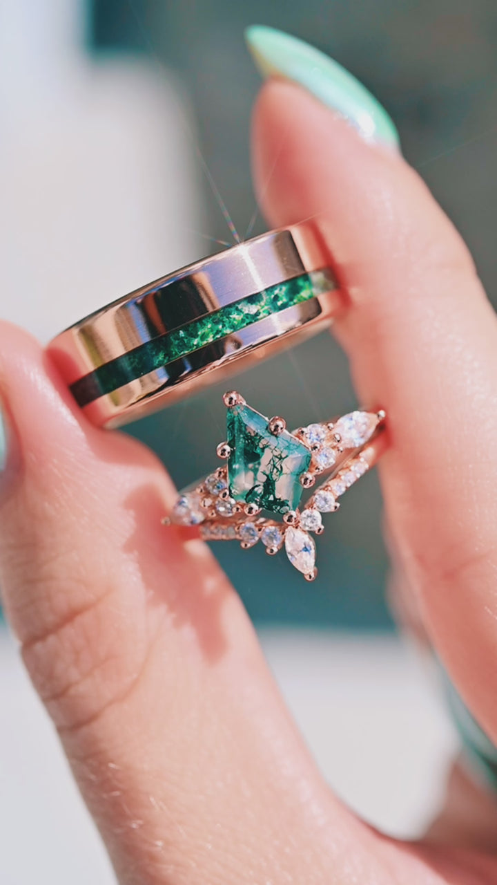 Skye Kite® Green Moss Agate Ring Set in 14K Rose Gold Vermeil