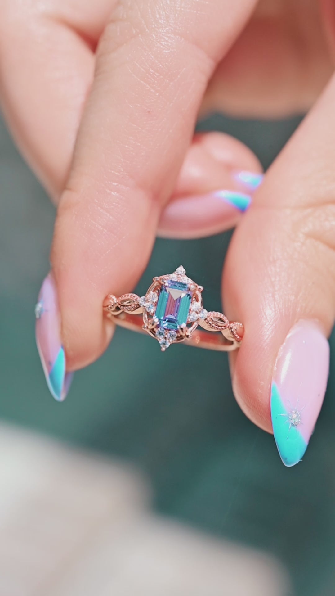 Claire Vintage Alexandrite Ring in 14K Solid Rose Gold