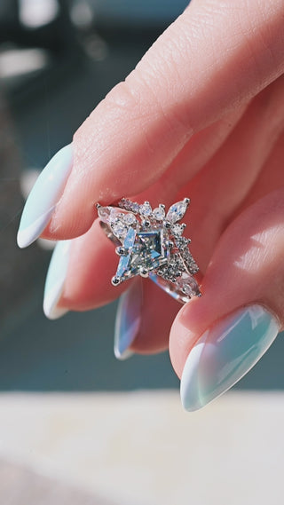 Skye Kite®  Gray Moissanite Engagement Ring Set in 14K White Gold