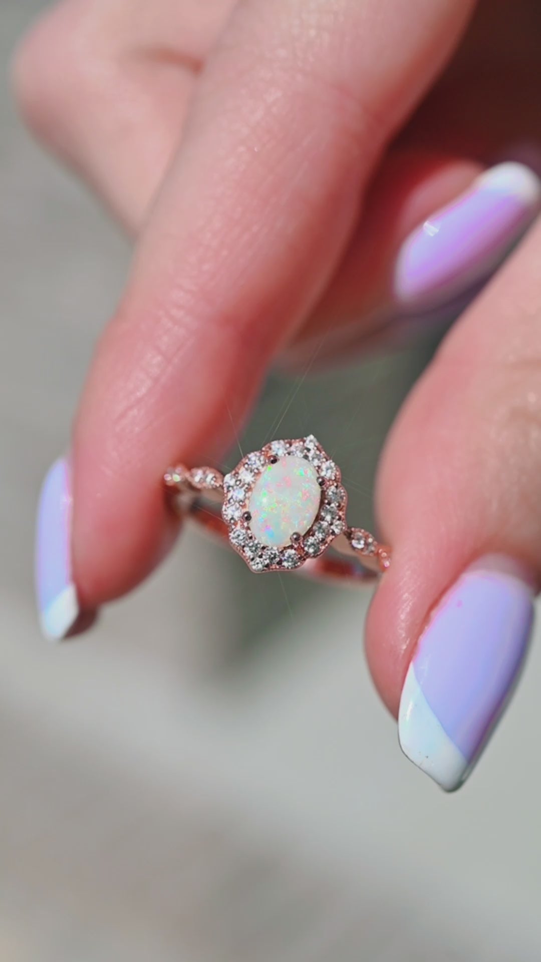 Cordelia Australian Opal Ring- 14K Rose Gold Vermeil