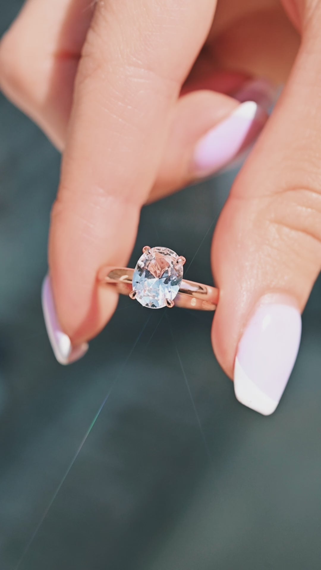 Solitaire White Sapphire Ring- 14K Rose Gold Vermeil