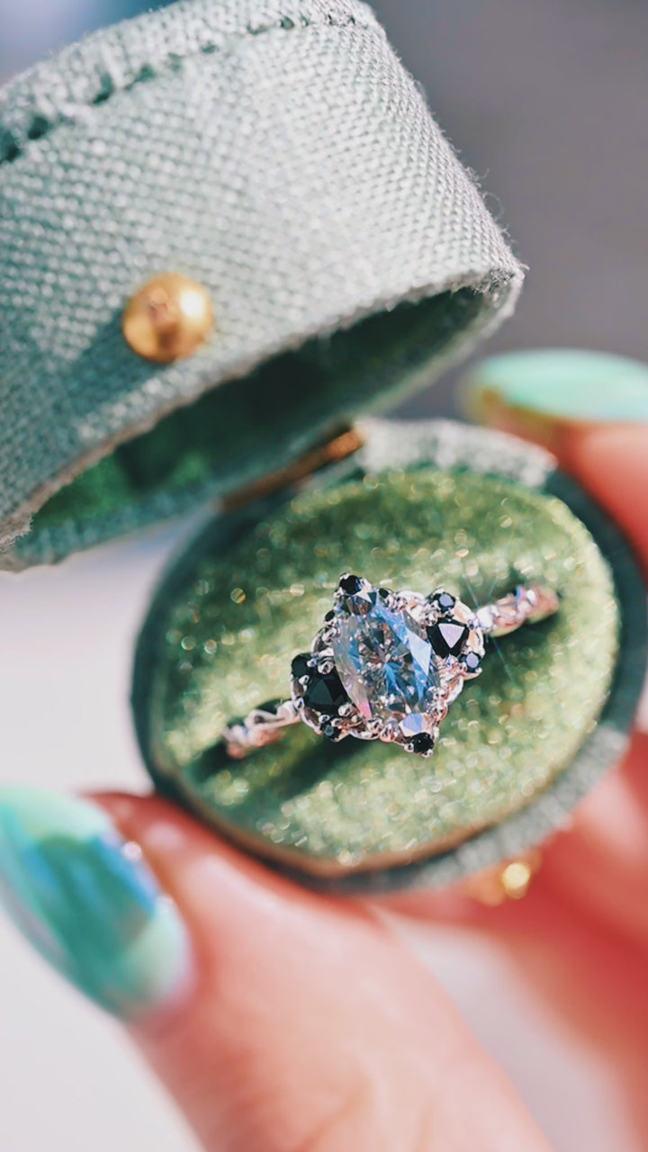 Esme Gray Moissanite & Black Onyx Ring in Sterling Silver