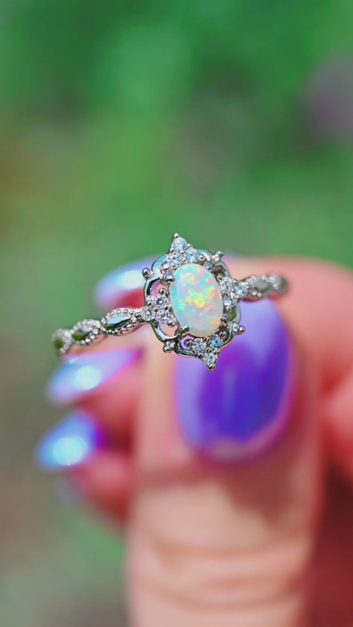 Claire Australian Opal Ring- Sterling Silver