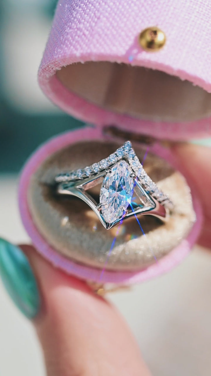 Marquise Diamond (CZ) Ring Set- Sterling Silver