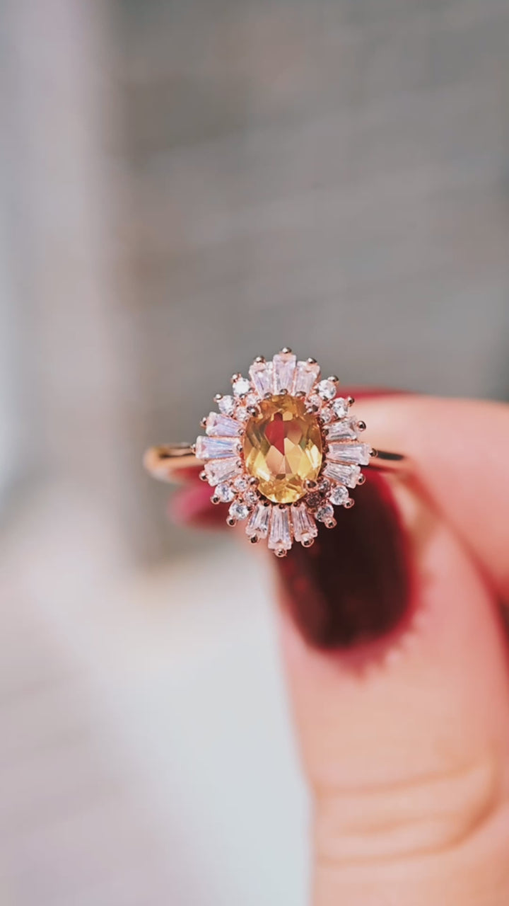 Victoria Natural Citrine Ring in 14K Rose Gold Vermeil