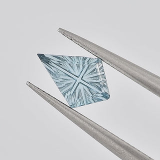 Natural Sky Blue Topaz kite 6 x 9 mm Faelight Cut video, turning to show the starburst flashes