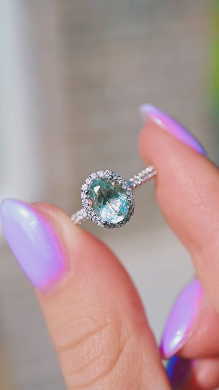 Iris Natural Light Green Amethyst Ring in Sterling Silver