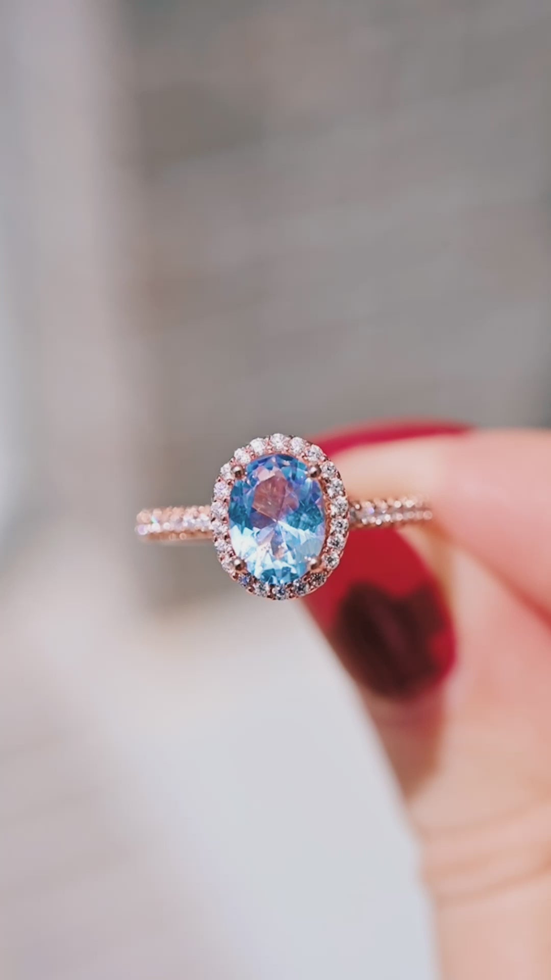 Iris Oval Aquamarine Ring in 14K Rose Gold Vermeil