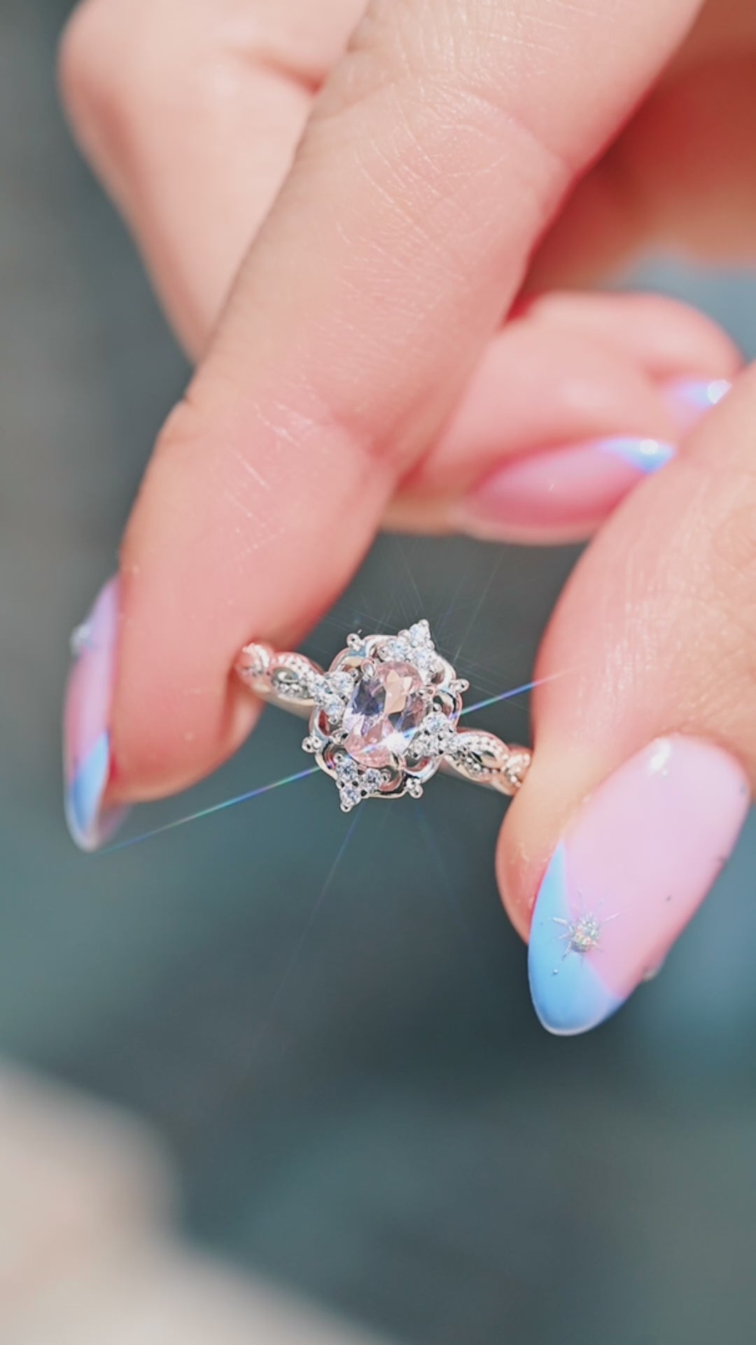 Claire Vintage Morganite Engagement Ring in 14K White Gold