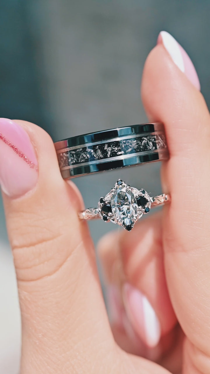 Esme Gray Moissanite & Black Onyx Ring in Sterling Silver