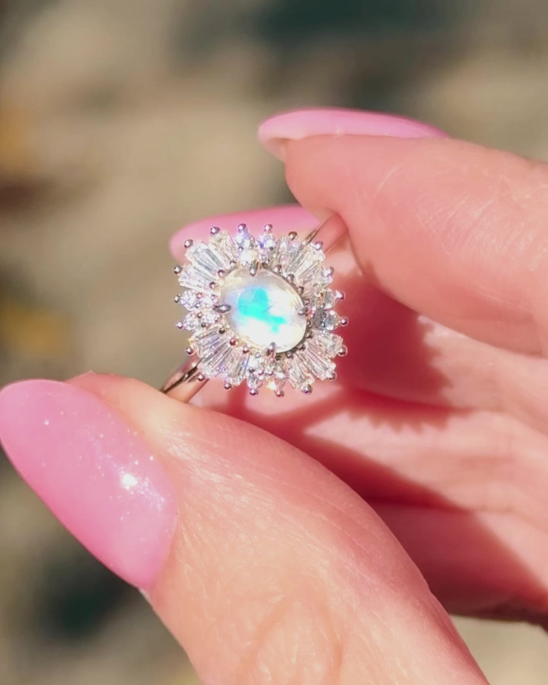 Victoria Natural Moonstone Ring in Sterling Silver