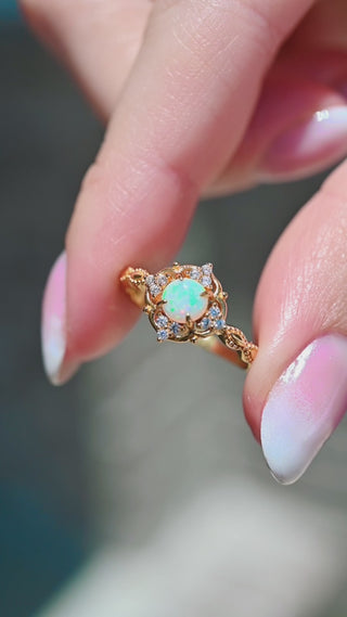 Vintage Opal Ring | Yellow Gold Vermeil Floral Opal Ring