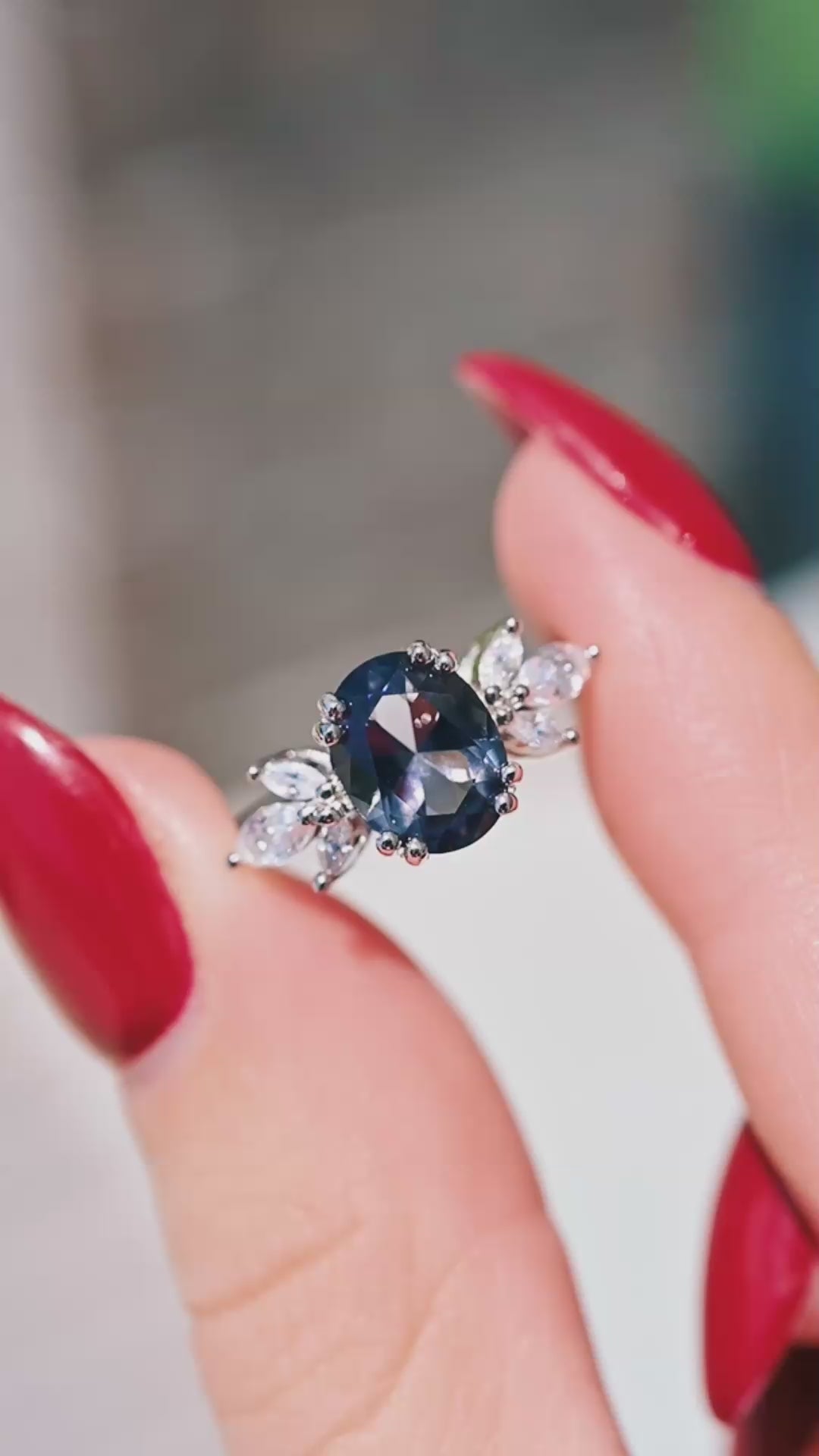 Eva Simulated Gray Diamond Ring in Sterling Silver