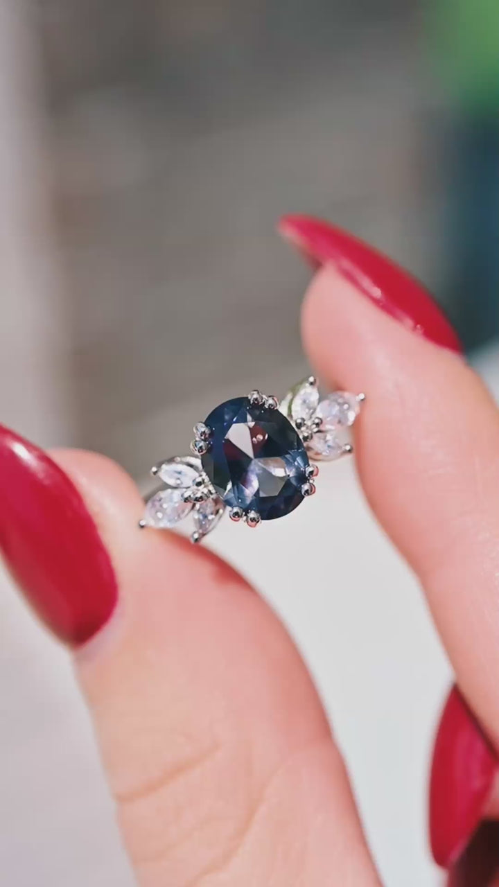 Eva Simulated Gray Diamond Ring in Sterling Silver