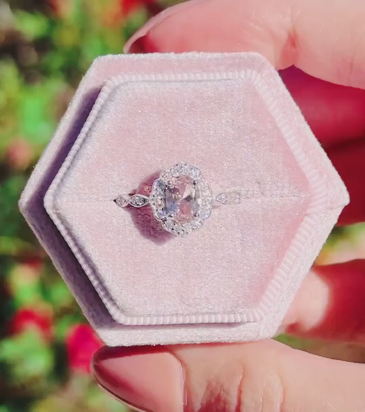 Cordelia Vintage Morganite Engagement Ring in 14K White Gold