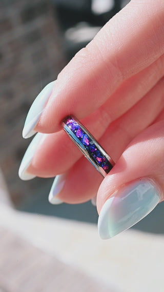 Crushed Alexandrite Wedding Band in Tungsten (2mm)