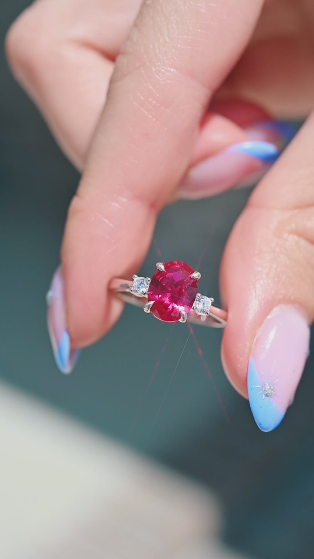 Everly Oval Cut Ruby Ring in Sterling Silver