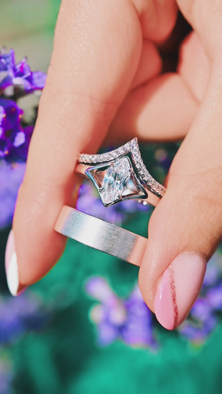 Marquise Diamond (CZ) Ring Set- Sterling Silver
