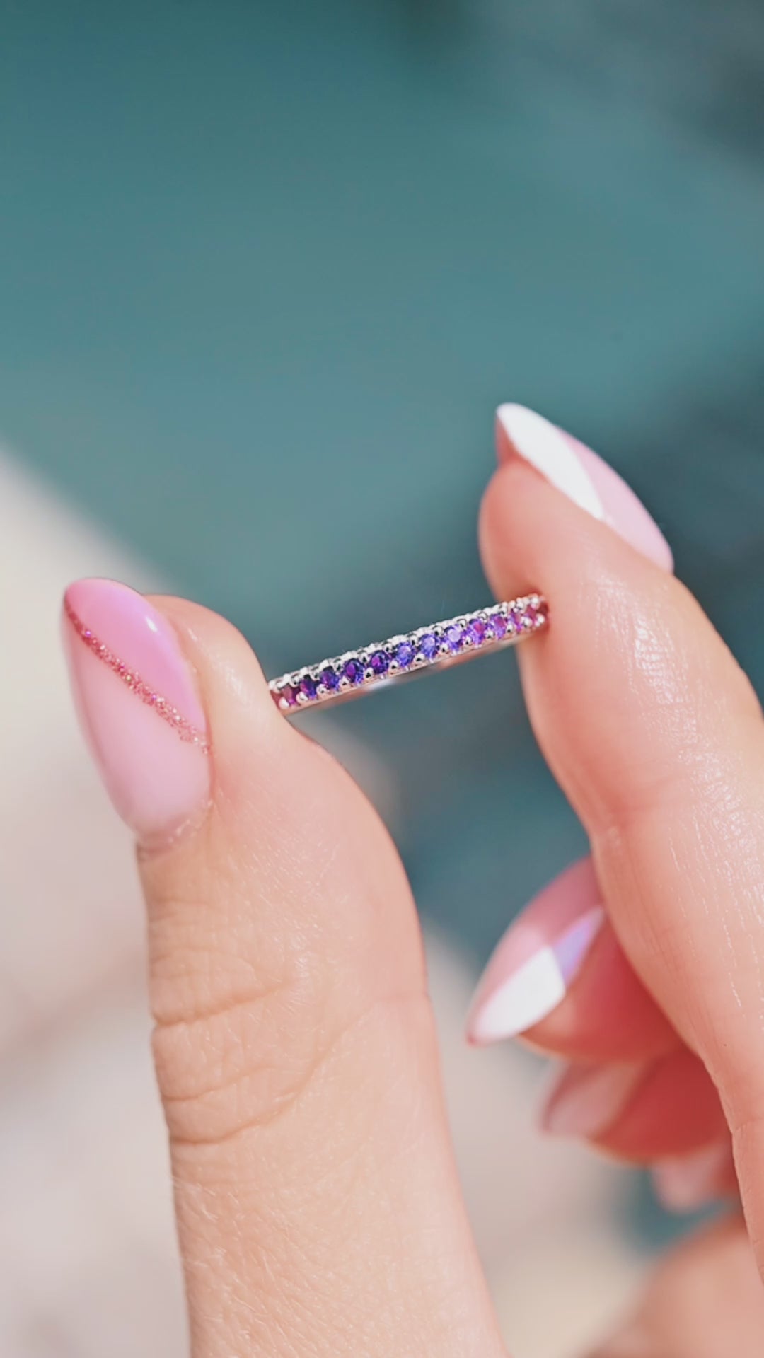 Minimalist Natural Amethyst Band in Sterling Silver (2mm)