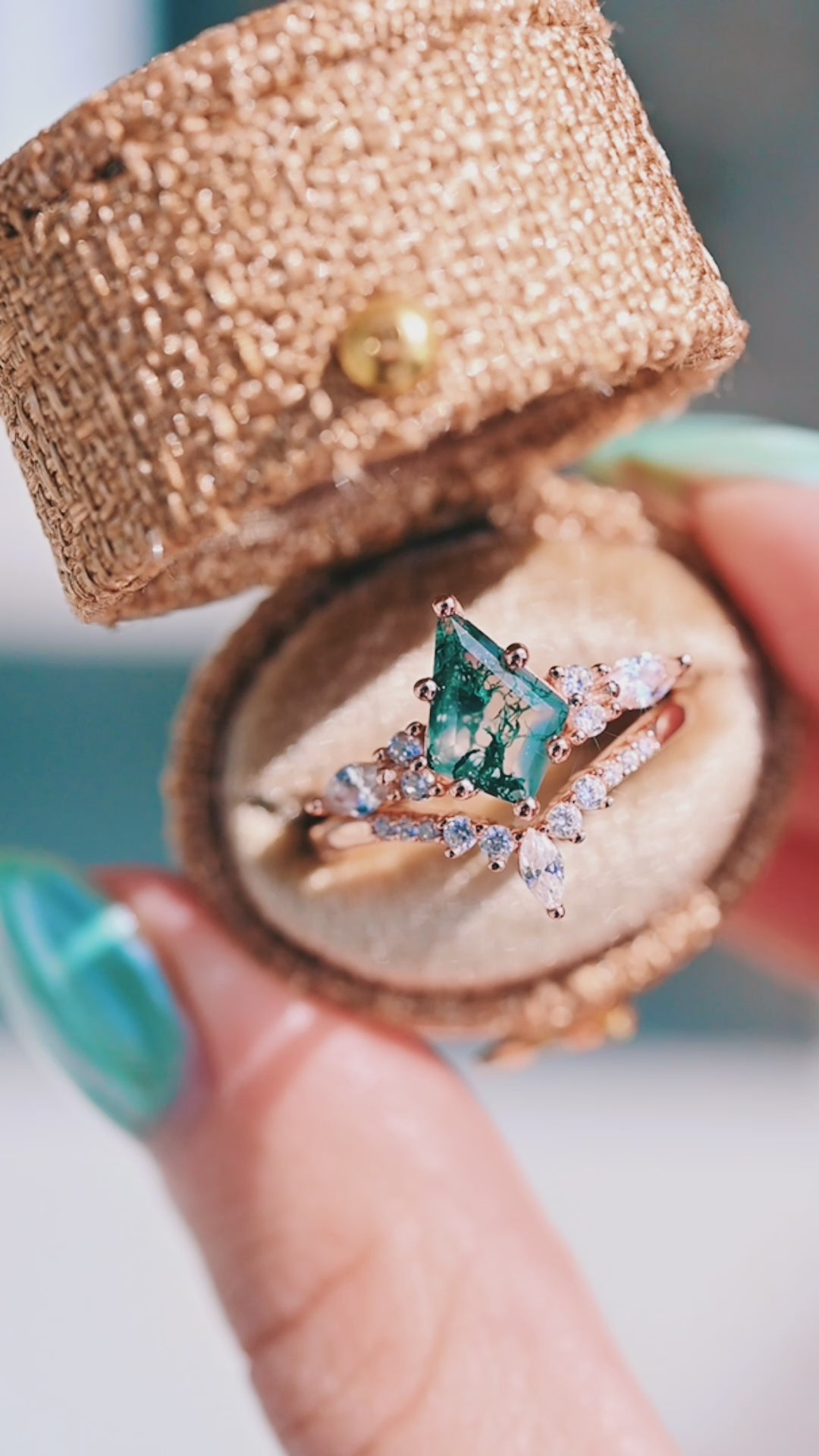 Skye Kite® Green Moss Agate Ring Set in 14K Rose Gold Vermeil