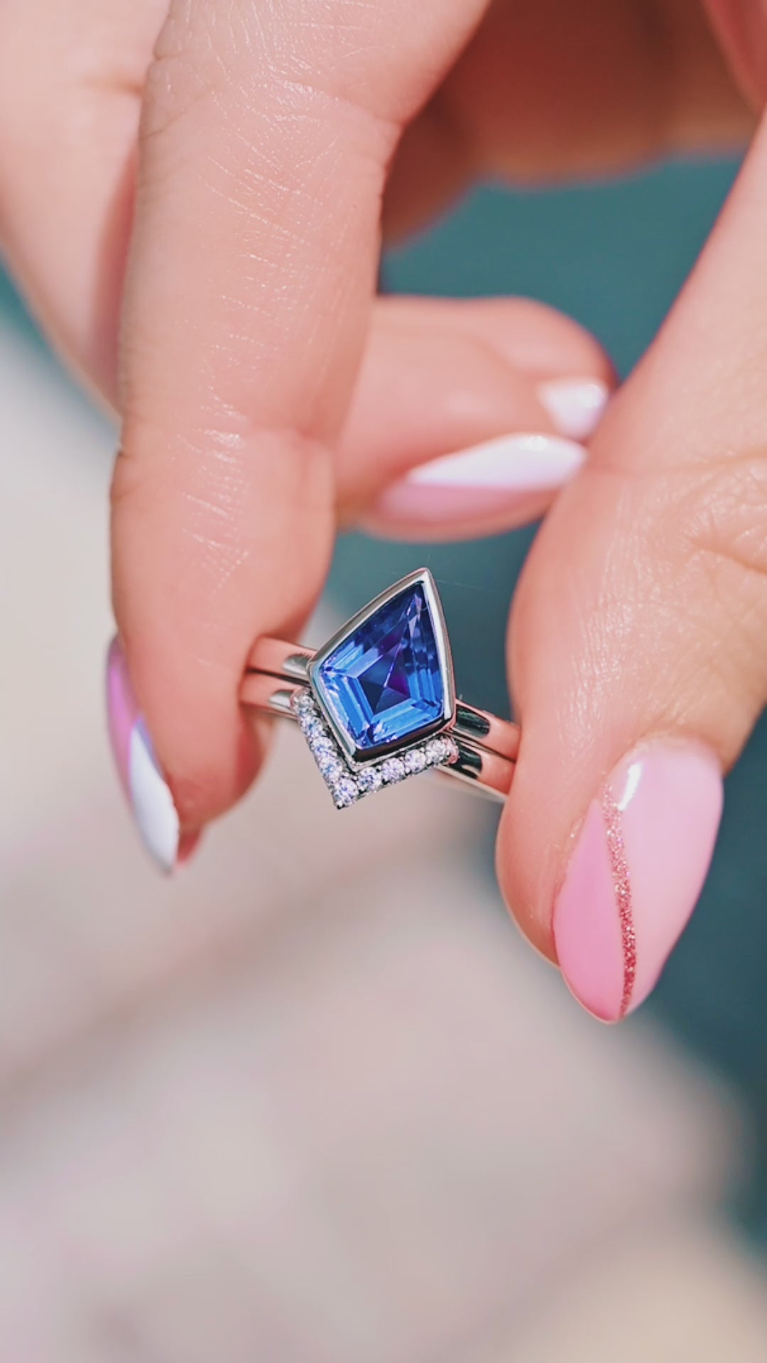 Kite Tanzanite Ring Set- Sterling Silver