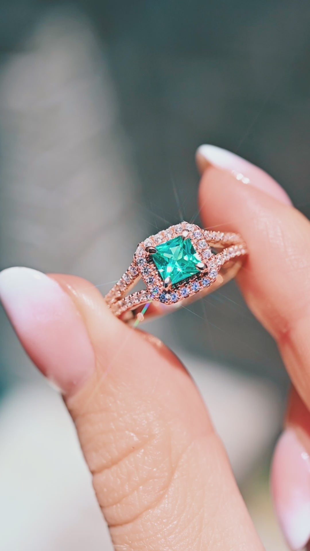 Split Shank Paraiba Tourmaline Ring- 14K Rose Gold Vermeil