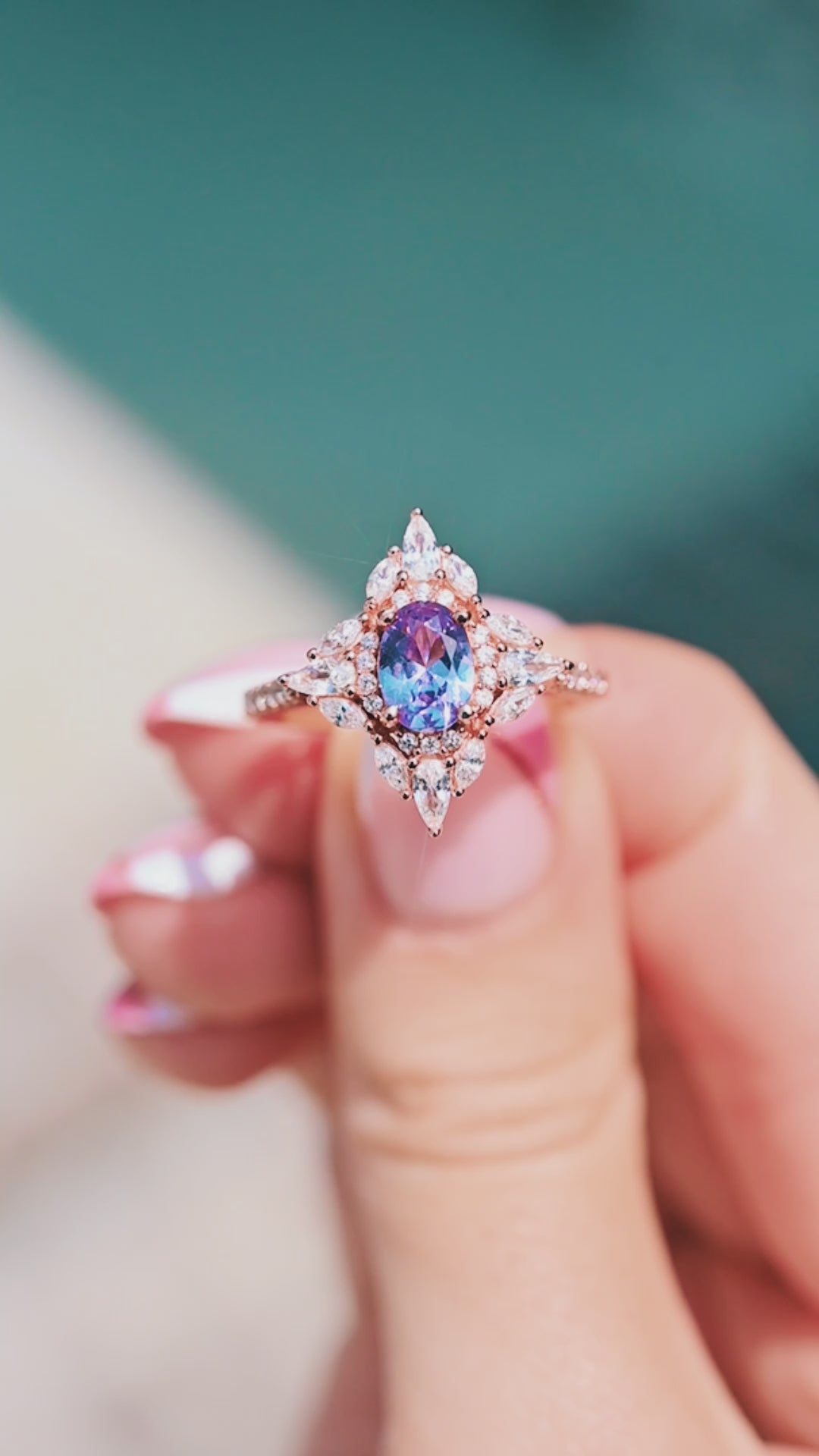 Stella Alexandrite Ring- 14K Rose Gold Vermeil