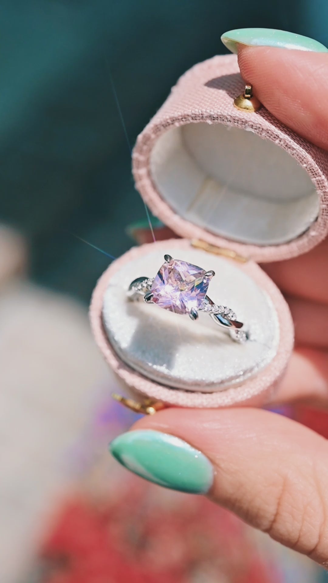 Sophia Cushion Cut Morganite Ring in Sterling Silver