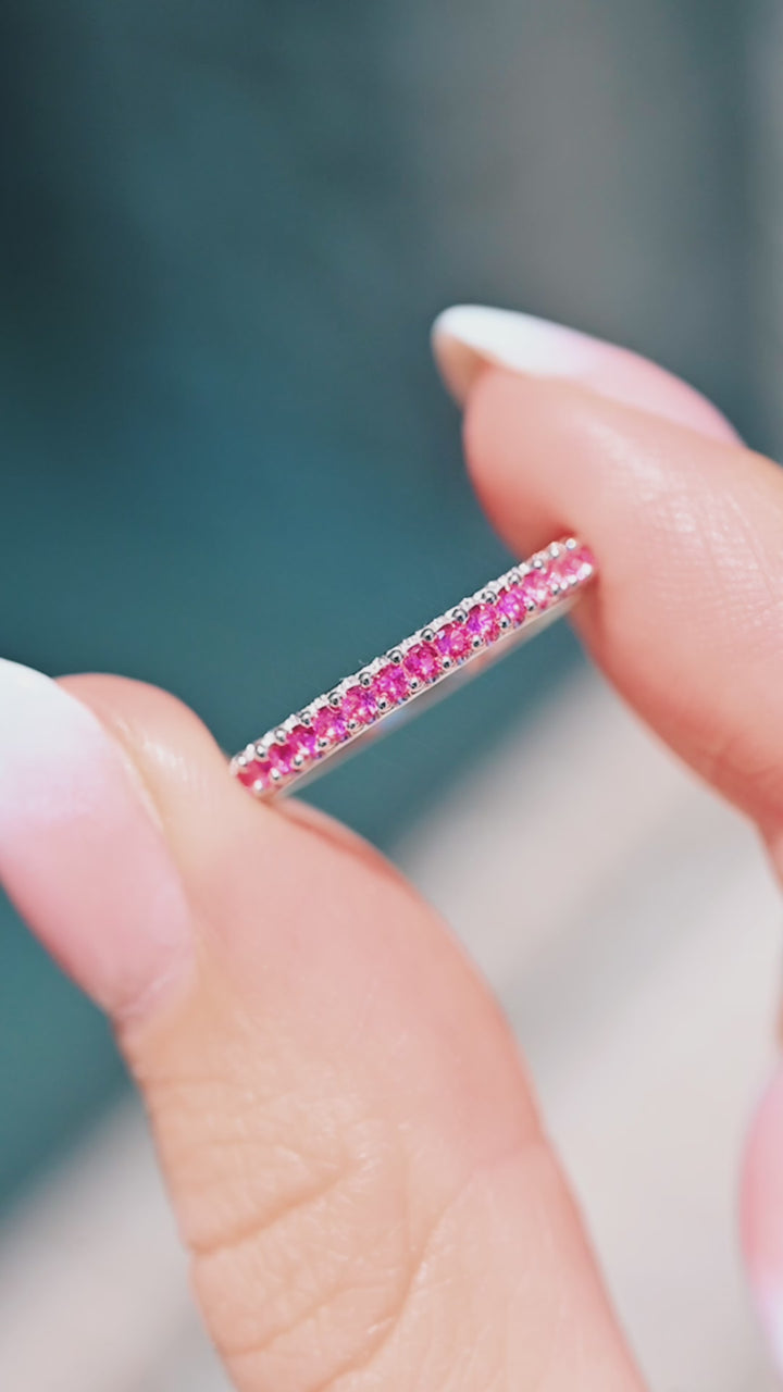 Minimalist Ruby Band in Sterling Silver (2mm)