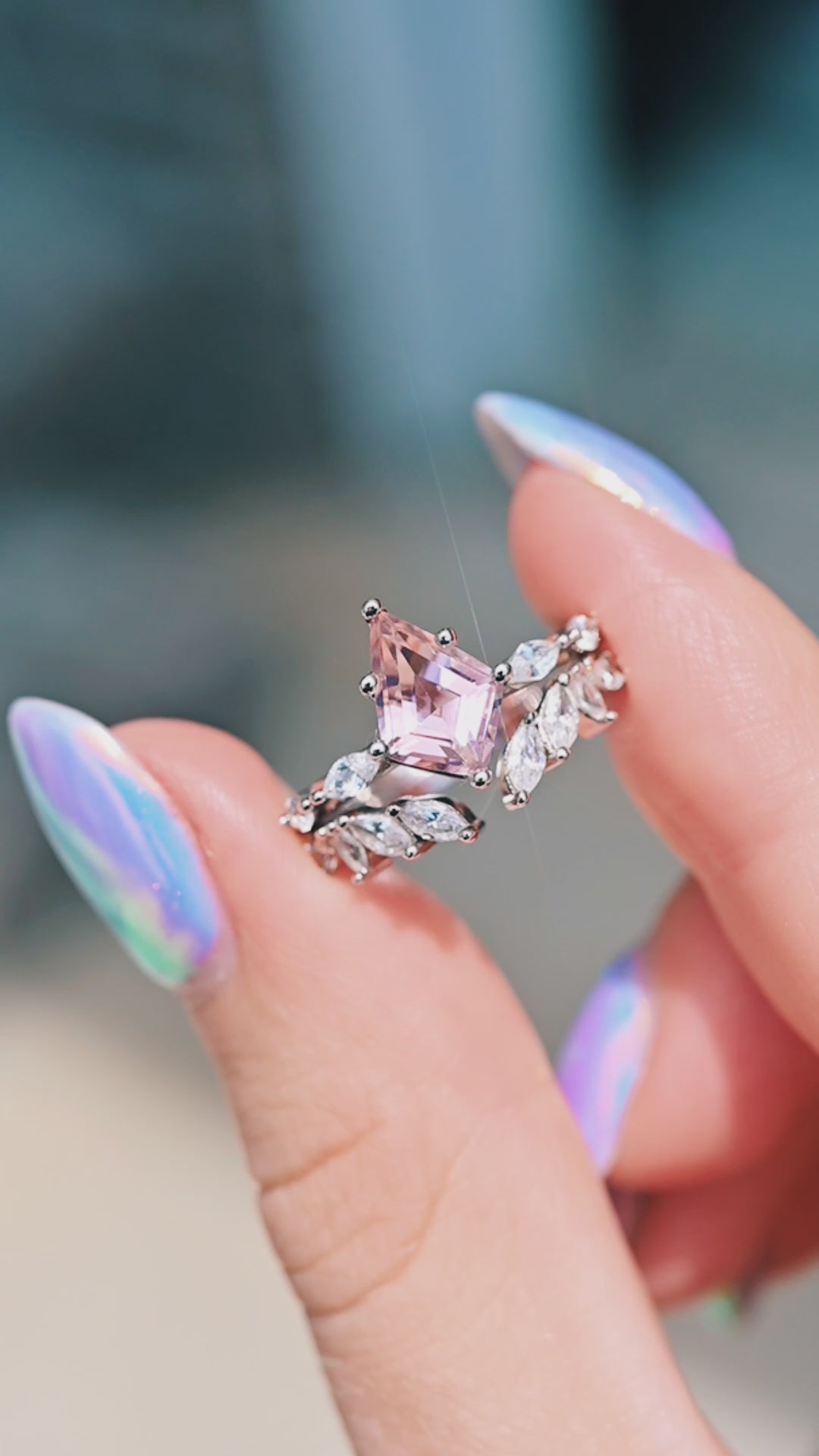 Kite Morganite Ring Set- Sterling Silver