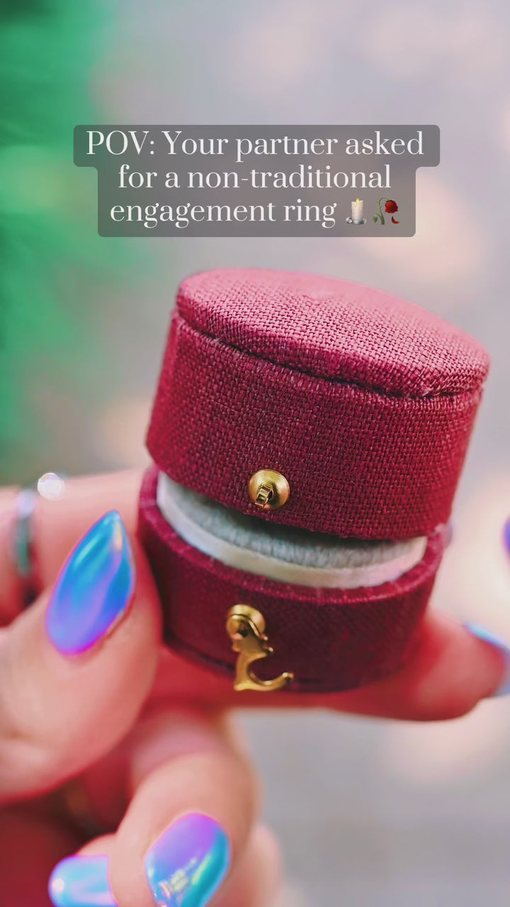 Lilith Red Garnet Coffin Ring Set in Black Ruthenium
