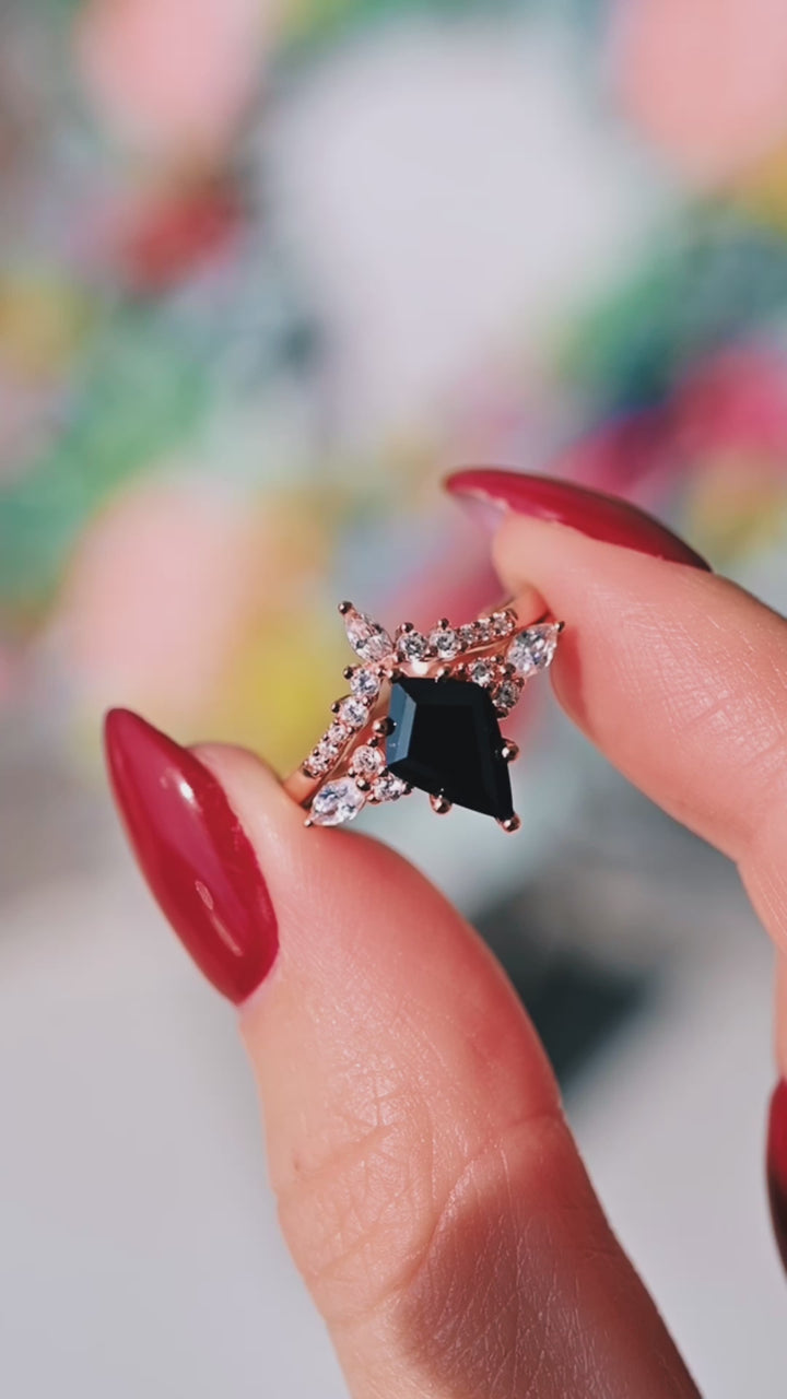 Skye Kite®  Black Diamond Ring Set- 14K Rose Gold Vermeil