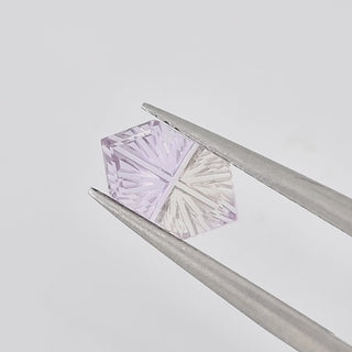 Natural Ametrine long hexagon 6 x 10 mm Faelight Cut video, turning to show the starburst flashes
