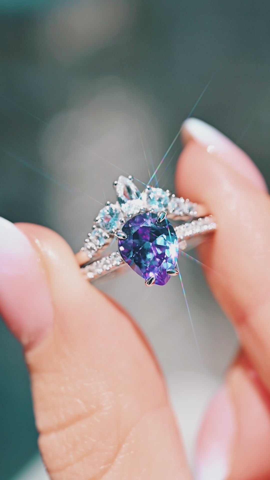 Zara Alexandrite Ring Set- Sterling Silver