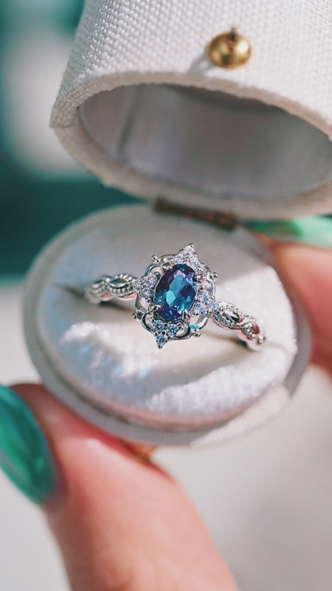 Claire Vintage Alexandrite Ring in Sterling Silver