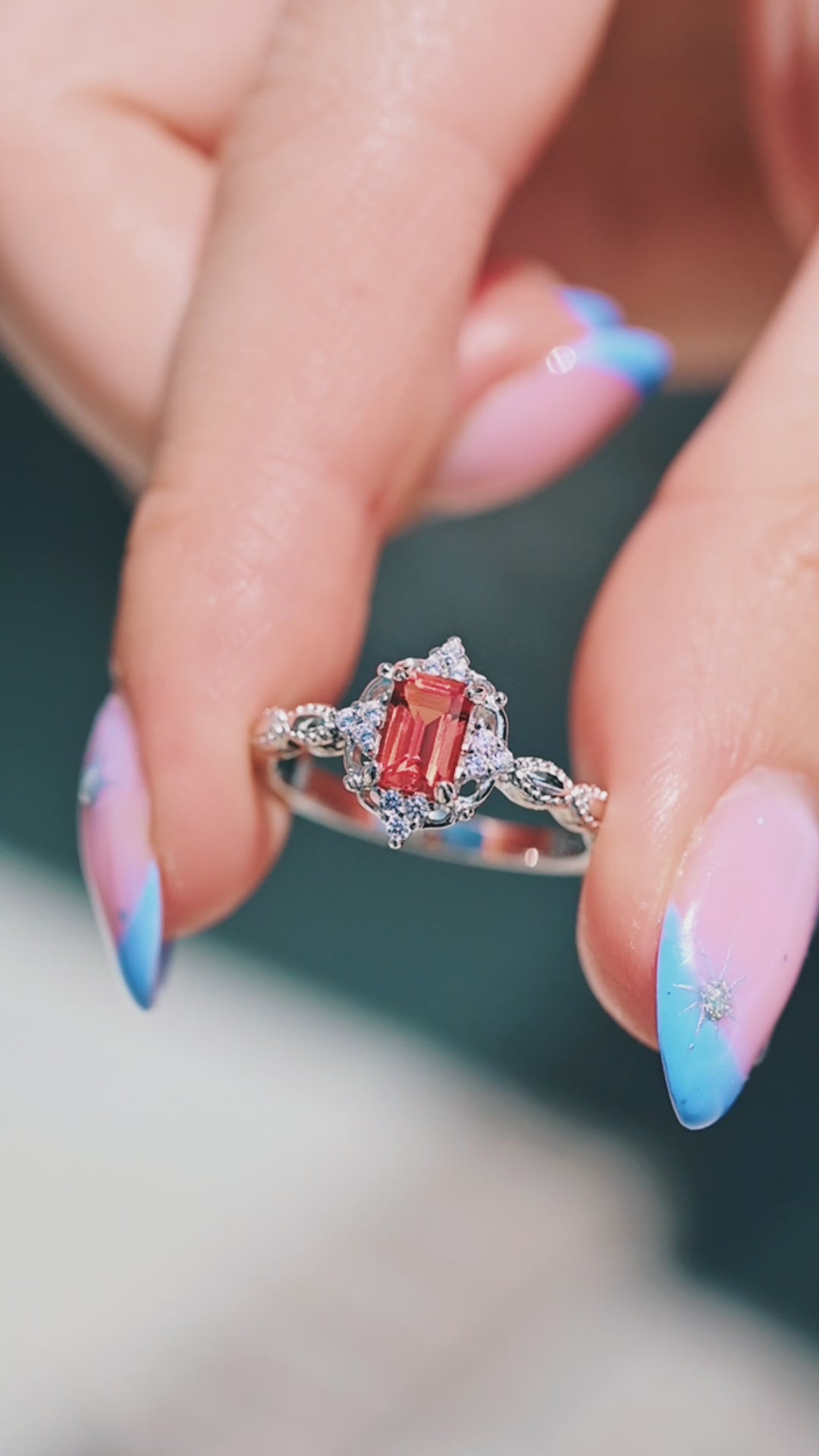 Claire Padparadscha Sapphire Ring in Sterling Silver