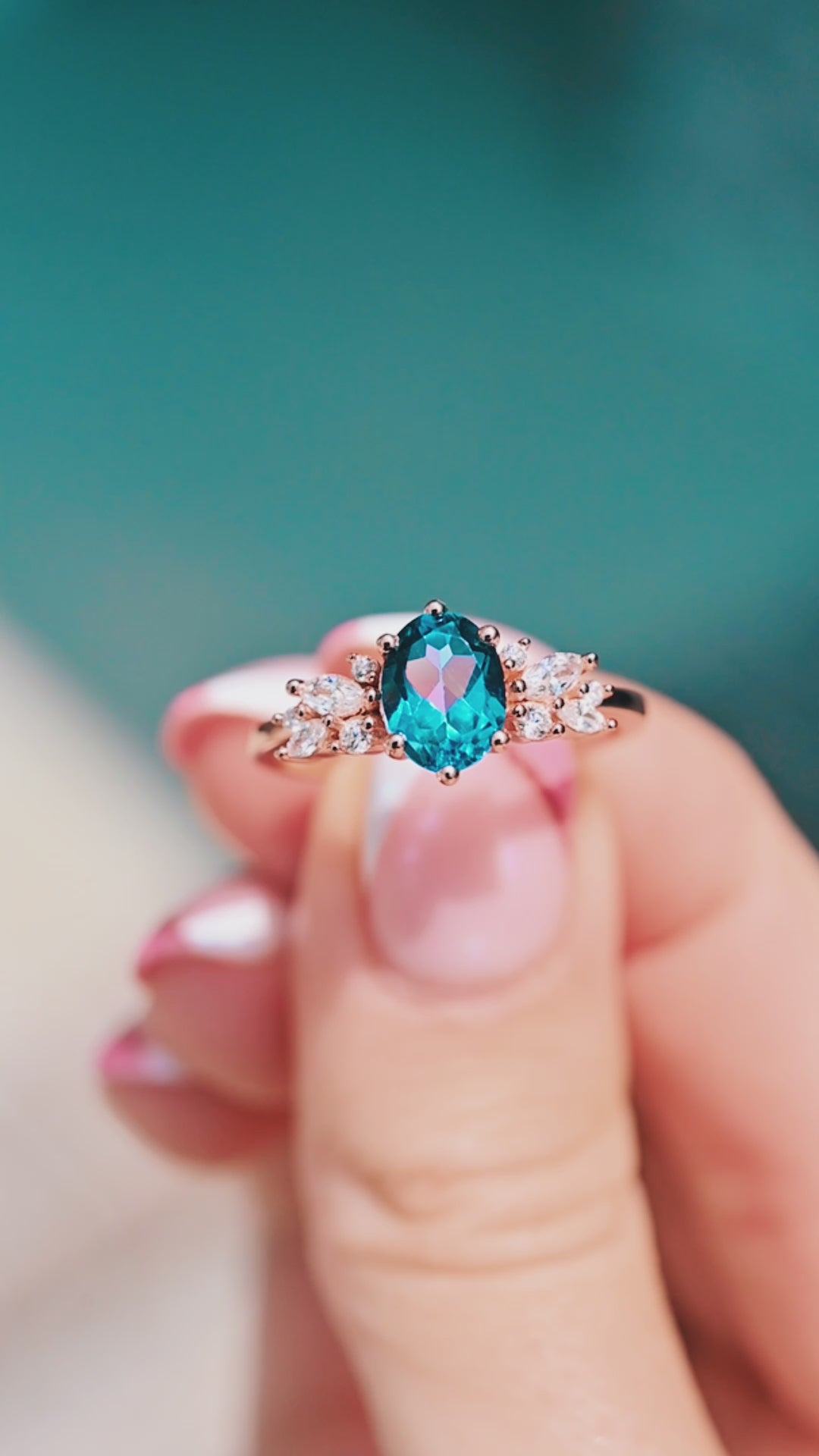 Lily London Blue Topaz Ring- 14K Rose Gold Vermeil